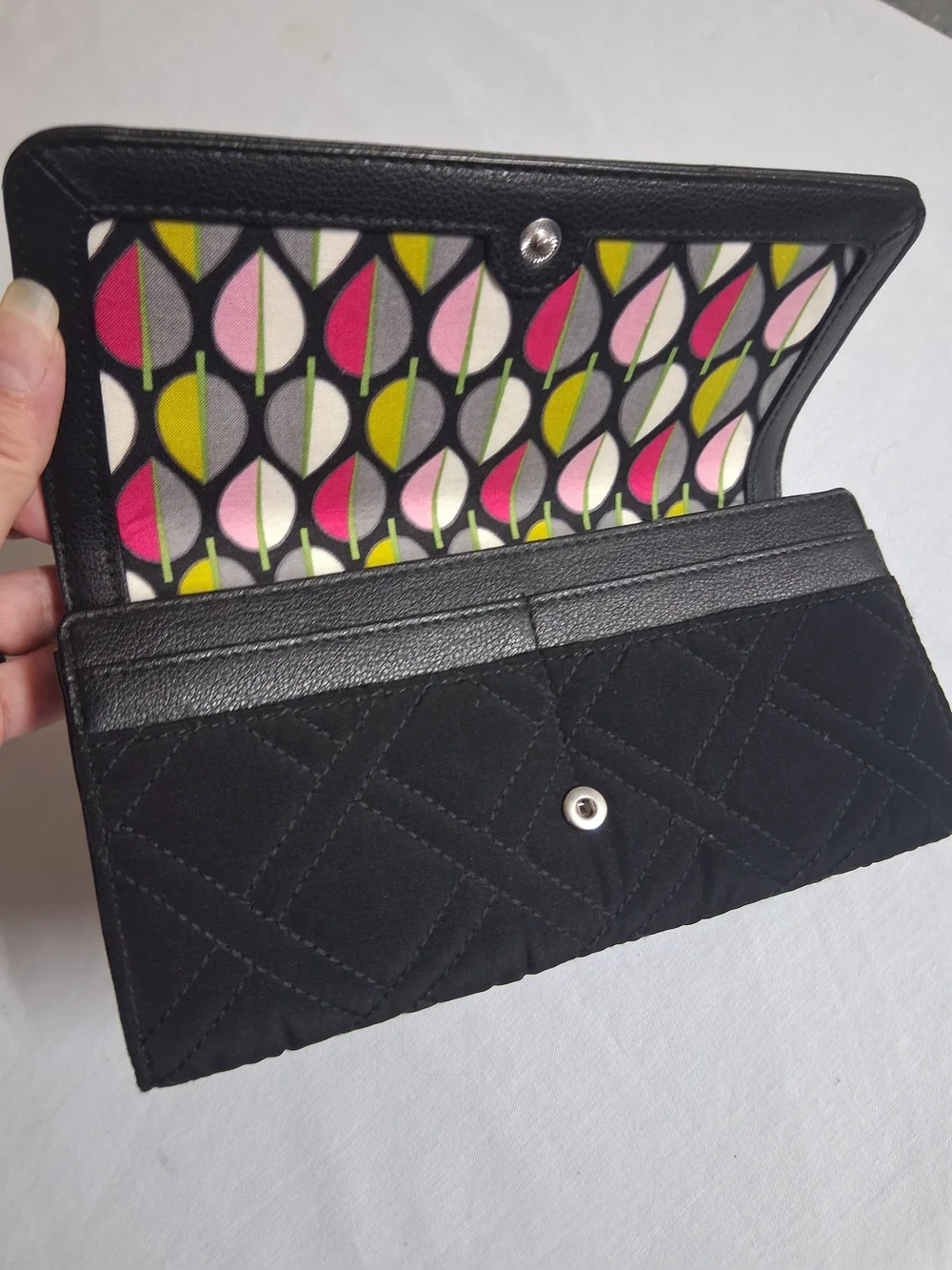 Vera Bradley Black Quilted Leather Wallet